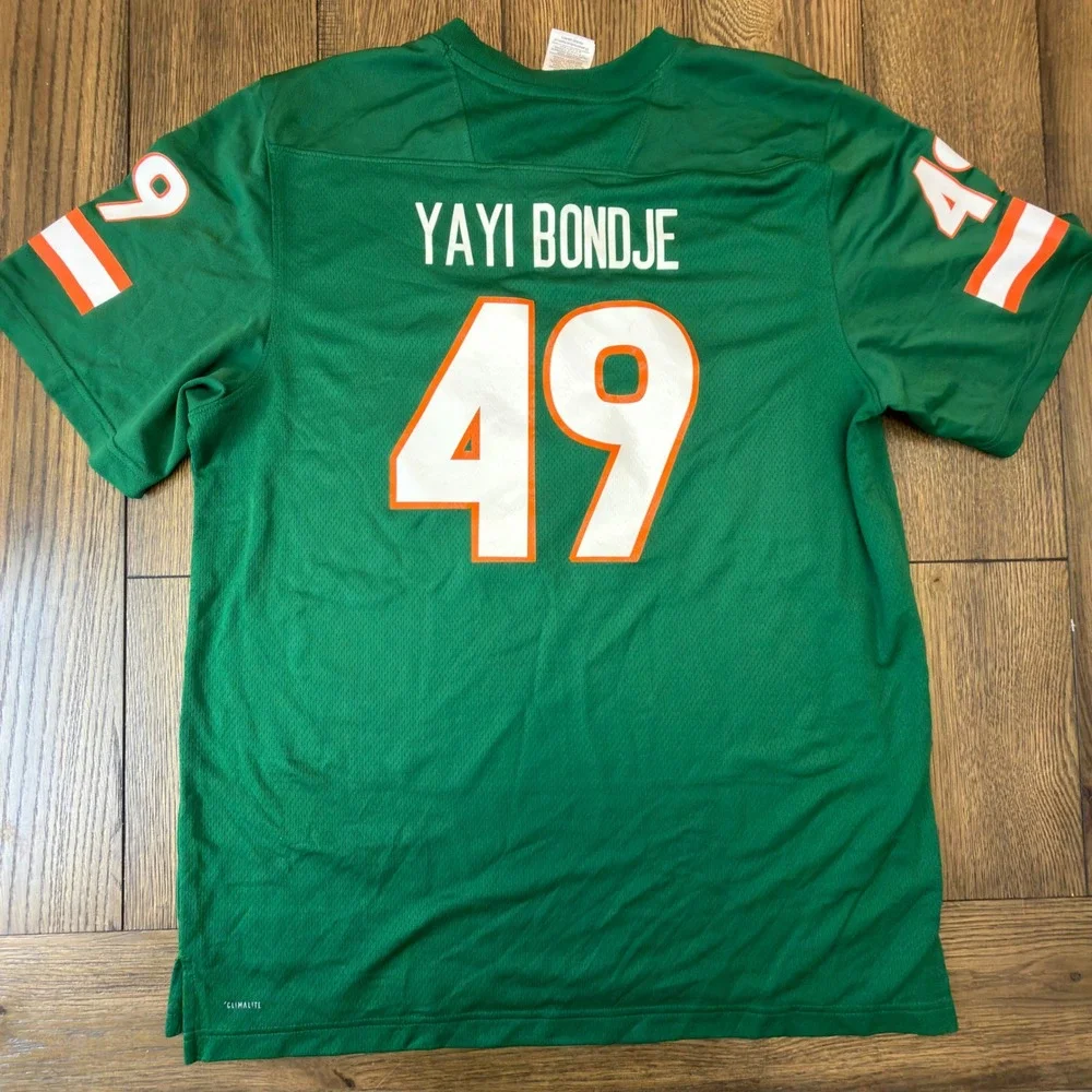 Adidas Miami Hurricanes Yayi Bondje 49 Football Jersey Green Mens Large